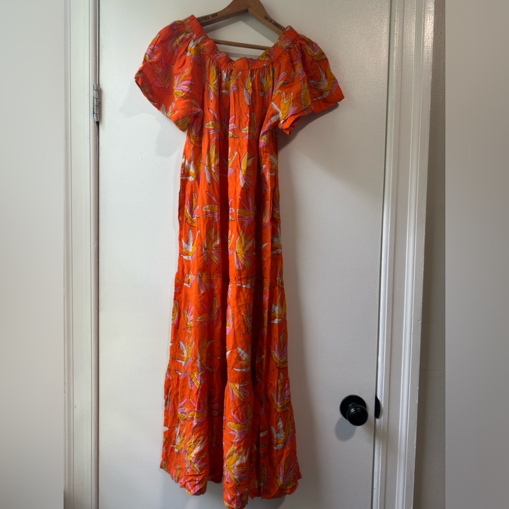 Oliphant Off The Shoulder Tiered Maxi Dress Size Medium - Picture 4 of 10